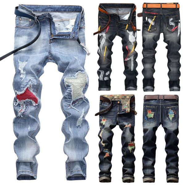 new fashion men frayed jeans skinny jeans denim pant ripped long pant men slim fit stretchy, Blue
new fashion men frayed jeans skinny jeans denim pant ripped long pant men slim fit stretchy, Blue