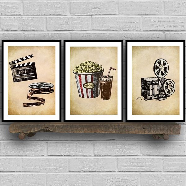 Movie Theater Vintage Art Canvas Posters Painting Wall Picture Popcorn Film Clapper Print Home Cinema Retro Decoration
Movie Theater Vintage Art Canvas Posters Painting Wall Picture Popcorn Film Clapper Print Home Cinema Retro Decoration
