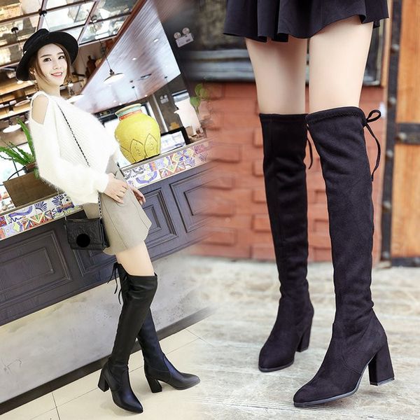 lace up boots shoes thigh high heels high booties ladies luxury designer winter footwear boots-women over-the-knee, Black
lace up boots shoes thigh high heels high booties ladies luxury designer winter footwear boots-women over-the-knee, Black
