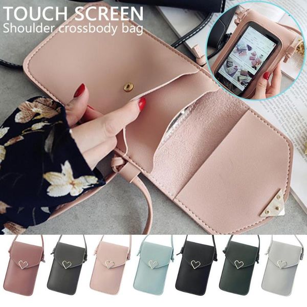 mobile phone bag fashion 2020 womens phone bag touch screen leather change crossbody mini shoulder wallet