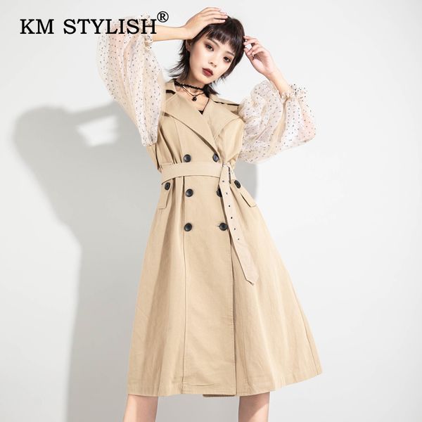 2019 new women fashion overwear polka dots patchwork trench female double-breasted sashes mid-long lantern sleeve coat, Tan;black
2019 new women fashion overwear polka dots patchwork trench female double-breasted sashes mid-long lantern sleeve coat, Tan;black