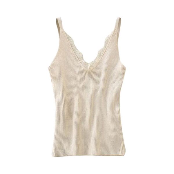women lace tank solid stitching v-neck camis female knitted short crop slim sleeveless shirt tanks casual underwear, White
women lace tank solid stitching v-neck camis female knitted short crop slim sleeveless shirt tanks casual underwear, White