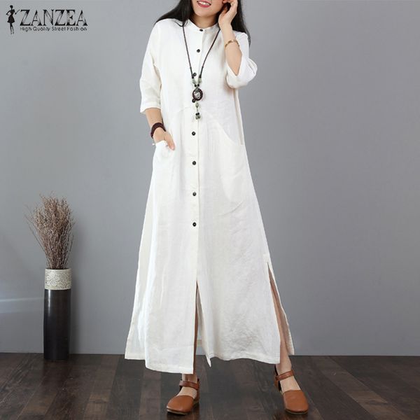 zanzea women long maxi dress mandarin collar long shirt dresses long sleeve cotton linen vestido kaftan button up robe plus size, Black;gray
zanzea women long maxi dress mandarin collar long shirt dresses long sleeve cotton linen vestido kaftan button up robe plus size, Black;gray