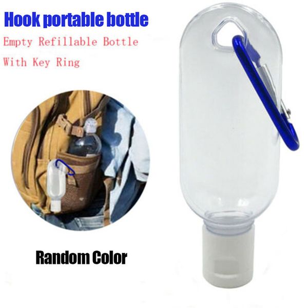 1000pcs 50ml Empty Alcohol Refillable Bottle With Key Ring Hook Clear Bottle Transparent Plastic Hand Sanitizer Bottle For Travel