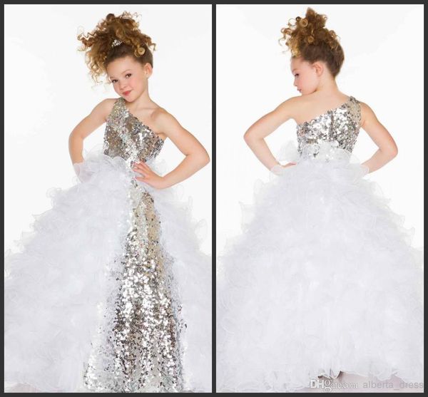 2016 cute lovely sequins crystal ruffles a line tulle girl' pageant /flower girl dresses with one shoulder neckline, White;blue
2016 cute lovely sequins crystal ruffles a line tulle girl' pageant /flower girl dresses with one shoulder neckline, White;blue
