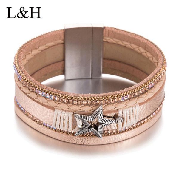 vintage alloy star charm wide magnetic leather bracelets & bangles multi-layer wristband jewelry for women men pulseras gift, Golden;silver
vintage alloy star charm wide magnetic leather bracelets & bangles multi-layer wristband jewelry for women men pulseras gift, Golden;silver