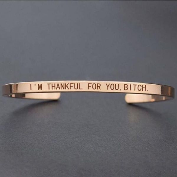 bangle fashion rose gold stainless steel opening bracelet for women lettering i'm thankful you simple trinket, Black
bangle fashion rose gold stainless steel opening bracelet for women lettering i'm thankful you simple trinket, Black