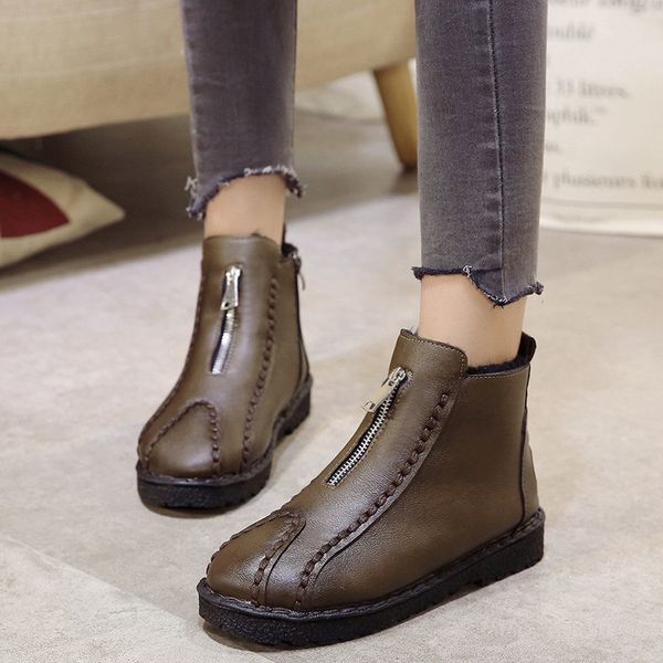 2019women ankle boots plus size hand-made leather woman boots round toe zipper shoes female footwear ankle for women, Black
2019women ankle boots plus size hand-made leather woman boots round toe zipper shoes female footwear ankle for women, Black