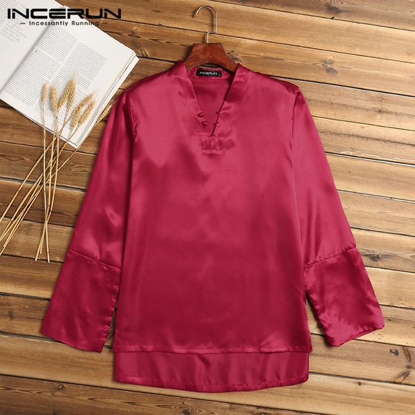 incerun plus size silk satin men payamas sleep long sleeve v-neck tee shirt solid color fashion homewear soft men sleepwear, Black;brown
incerun plus size silk satin men payamas sleep long sleeve v-neck tee shirt solid color fashion homewear soft men sleepwear, Black;brown