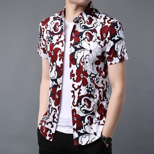 new flower printing short sleeve men shirts 100% cotton summer korean slim fit fashion square collar casual clothes, White;black
new flower printing short sleeve men shirts 100% cotton summer korean slim fit fashion square collar casual clothes, White;black