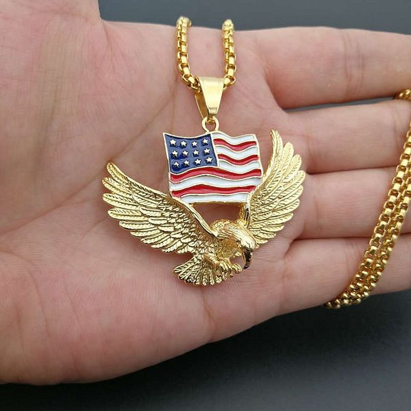 personality gold plated men's necklace motorcycle party punk usa flag eagle necklace long chian hip hop jewelry for men women, Silver
personality gold plated men's necklace motorcycle party punk usa flag eagle necklace long chian hip hop jewelry for men women, Silver