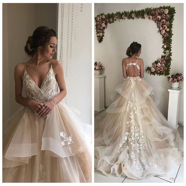 2021 spaghetti lace appliques wedding dresses ruffles open back bridal gowns sleeveless ruffles vestidos de mariee formal, White
2021 spaghetti lace appliques wedding dresses ruffles open back bridal gowns sleeveless ruffles vestidos de mariee formal, White
