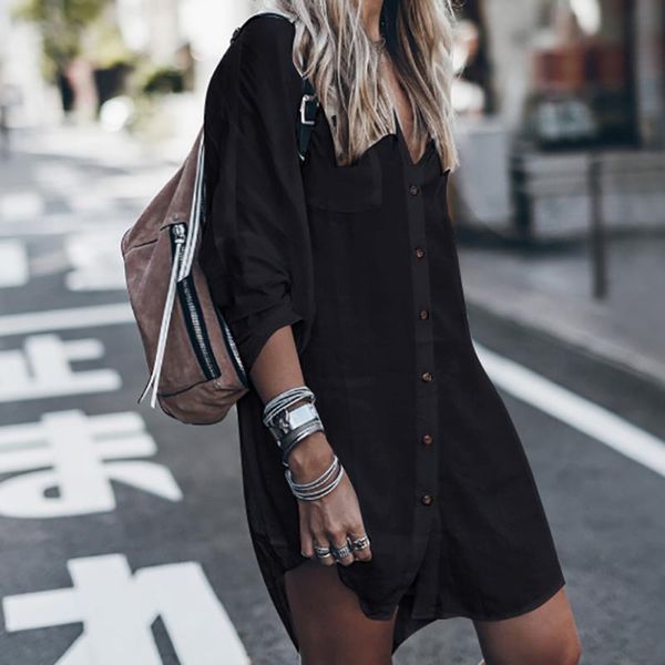 women button loose tunic shirt long sleeve v neck long blouse black white blouses shirts summer dress autumn spring clothing
women button loose tunic shirt long sleeve v neck long blouse black white blouses shirts summer dress autumn spring clothing