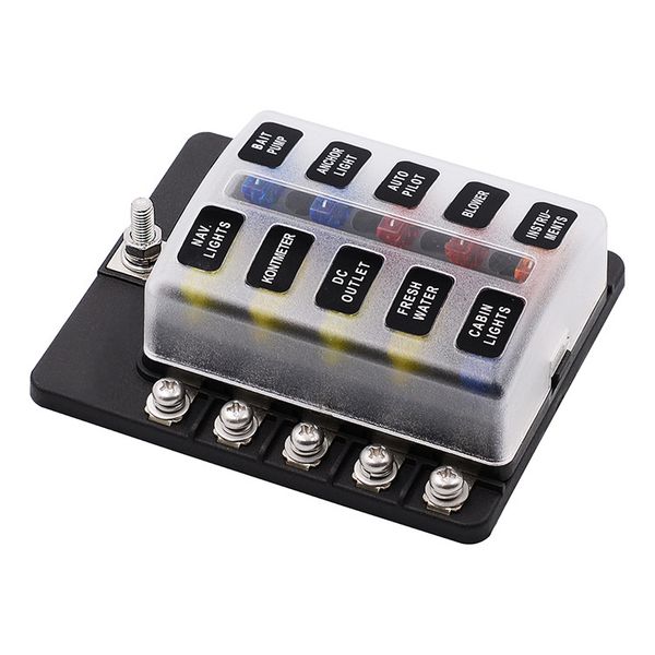 car rv boat 1 in 10 out fuse box seat screw wiring set retrofit accessories 12-36v
car rv boat 1 in 10 out fuse box seat screw wiring set retrofit accessories 12-36v
