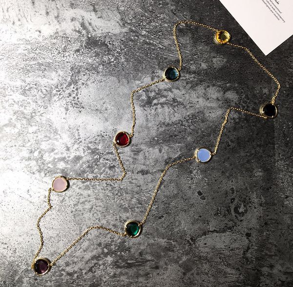 fashion sweater chain spot wholesale fine jewelry triangle baoman color crystal necklace copper plated long chain sweater chain, Silver
fashion sweater chain spot wholesale fine jewelry triangle baoman color crystal necklace copper plated long chain sweater chain, Silver
