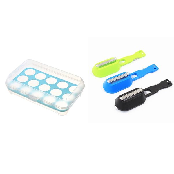 1pcs egg tray for refrigerator,15 eggs tray holder with lid(blue) & 1pcs stainless steel fish scales planing (random color
1pcs egg tray for refrigerator,15 eggs tray holder with lid(blue) & 1pcs stainless steel fish scales planing (random color