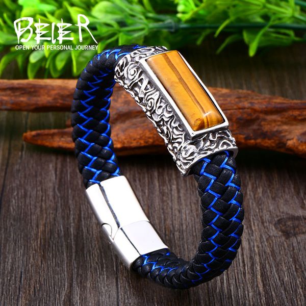 beier 316l stainless steel fashion colorful leather embedded stone bracelet men's popular jewelry boy's gift, Black
beier 316l stainless steel fashion colorful leather embedded stone bracelet men's popular jewelry boy's gift, Black