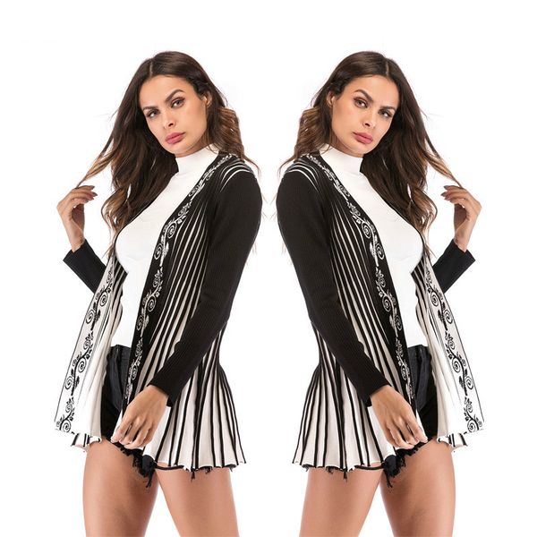 women's 2019 autumn and winter new stand collar black and white striped thin long-sleeved slim cardigan sweater size -xl, White;black
women's 2019 autumn and winter new stand collar black and white striped thin long-sleeved slim cardigan sweater size -xl, White;black