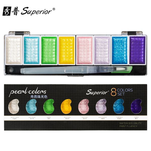 superior 5/8color metallic pearl watercolor pigment set gold paint with waterbrush for artist painting drawing watercolor paper
superior 5/8color metallic pearl watercolor pigment set gold paint with waterbrush for artist painting drawing watercolor paper