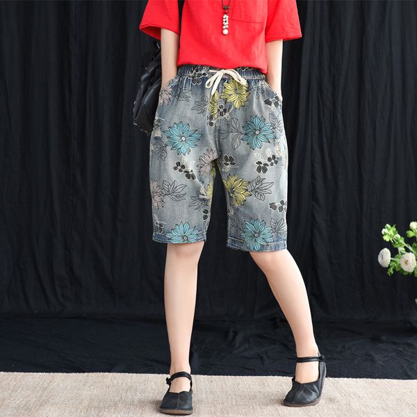 summer shorts retro women elastic waist casual denim shorts new ladies print flower pocket vintage denim 2019 mori girl, White;black
summer shorts retro women elastic waist casual denim shorts new ladies print flower pocket vintage denim 2019 mori girl, White;black