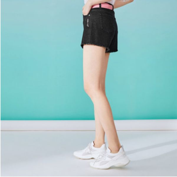 black ash denim shorts since show thin waist burrs straight canister female pants, Blue
black ash denim shorts since show thin waist burrs straight canister female pants, Blue