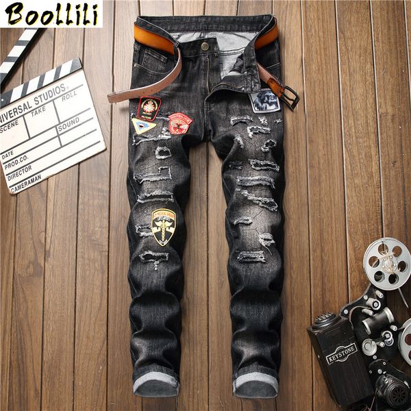 2020 new straight jeans men streetwear destroyed ripped punk hip hop pencil biker embroidery patch trousers, Blue
2020 new straight jeans men streetwear destroyed ripped punk hip hop pencil biker embroidery patch trousers, Blue