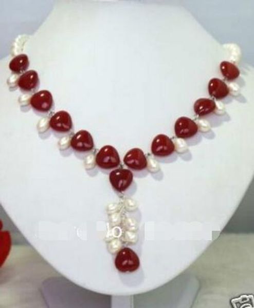 designer white genuine freshwater pearl red jades heart-shaped jewelry necklaces 18inches, Silver
designer white genuine freshwater pearl red jades heart-shaped jewelry necklaces 18inches, Silver