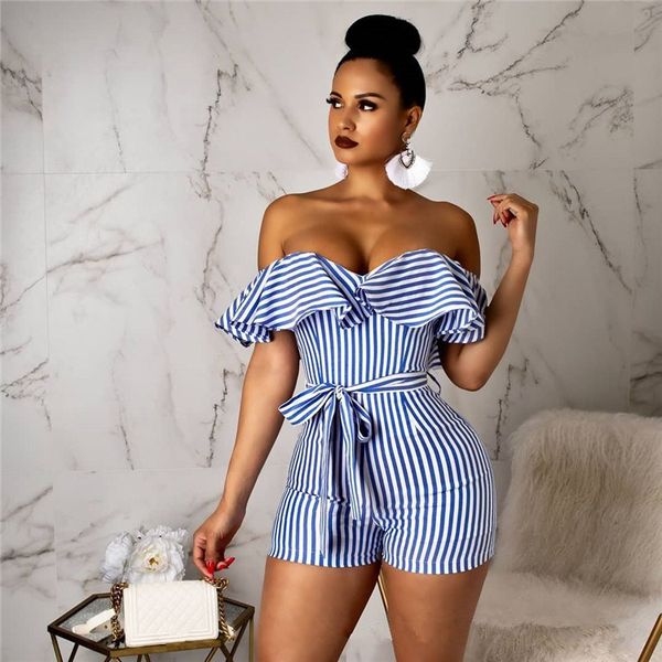off shoulder ruffles striped shorts rompers casual women slash neck bow playsuits lace up bateau short jumpsuits overalls, Black;white
off shoulder ruffles striped shorts rompers casual women slash neck bow playsuits lace up bateau short jumpsuits overalls, Black;white