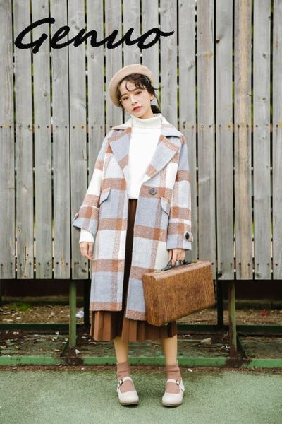 genuo 2019 new autumn women cashmere trench jacket casual plaid turn-down collar long coat thickness warm button pocket jackets, Black
genuo 2019 new autumn women cashmere trench jacket casual plaid turn-down collar long coat thickness warm button pocket jackets, Black