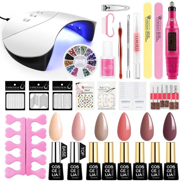 nail art kits coscelia 6/8/10 color gel polish with set base coat kit 36w uv led lamp electric manicure handle
nail art kits coscelia 6/8/10 color gel polish with set base coat kit 36w uv led lamp electric manicure handle