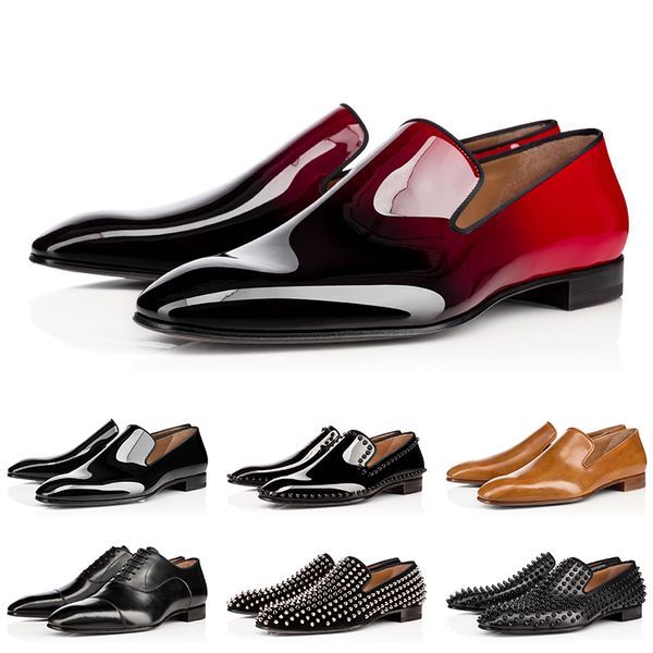with box luxury designer men dress shoes red bottoms casual shoes matt patent leather slip-on spikes flat mens wedding dresses shoes 38-47, Black
with box luxury designer men dress shoes red bottoms casual shoes matt patent leather slip-on spikes flat mens wedding dresses shoes 38-47, Black