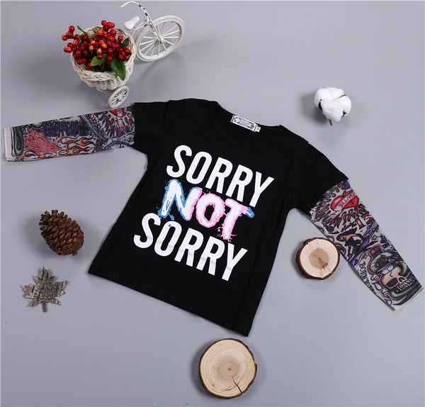 ins selling kid's t-shirt long sleeve joint hiphop tatoo wen shen xiu t-shirt sorry not sorry printed, White
ins selling kid's t-shirt long sleeve joint hiphop tatoo wen shen xiu t-shirt sorry not sorry printed, White