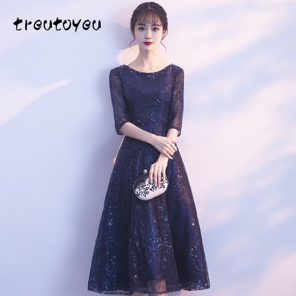 treutoyeu banquet dress 2018 new autumn long dress bridesmaid female bride a-line clothing sweet party with shining dy011, Black;gray
treutoyeu banquet dress 2018 new autumn long dress bridesmaid female bride a-line clothing sweet party with shining dy011, Black;gray