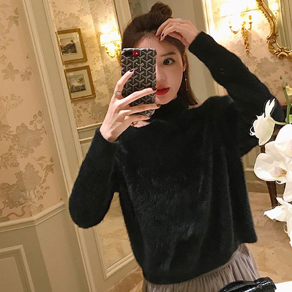 new style sweaters fashion 2018 women loose knitted pullover bottom winter for women, White;black
new style sweaters fashion 2018 women loose knitted pullover bottom winter for women, White;black
