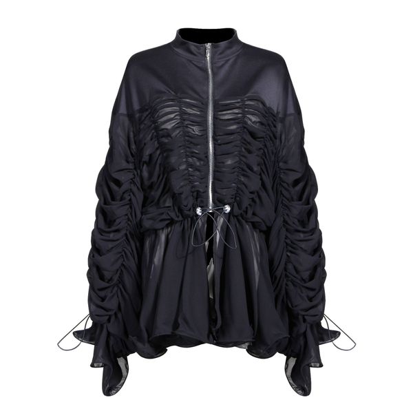 brand designer women ruffled blouse 2019 autumn new fashion style stand collar long sleeve ruched shirts thin chiffon zipper jackets, White
brand designer women ruffled blouse 2019 autumn new fashion style stand collar long sleeve ruched shirts thin chiffon zipper jackets, White