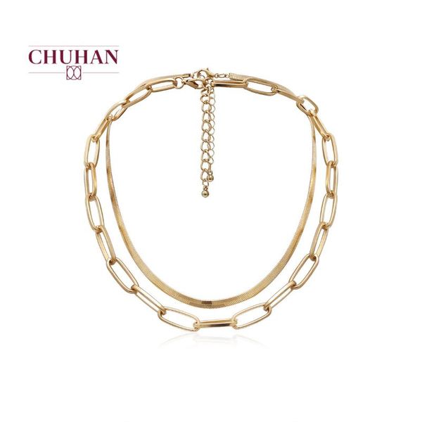 chuahn 2020 new fashion chain choker two layers necklaces gold color necklace flat chain jewelry statement necklace c108, Silver
chuahn 2020 new fashion chain choker two layers necklaces gold color necklace flat chain jewelry statement necklace c108, Silver