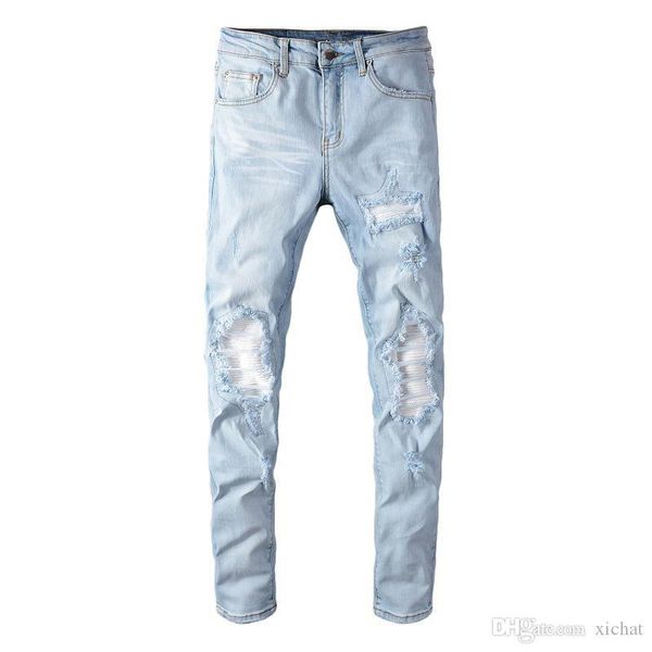 mens ripped distressed light blue jeans fashion designer slim fit washed motocycle denim pants panelled hip hop biker trousers pn624
mens ripped distressed light blue jeans fashion designer slim fit washed motocycle denim pants panelled hip hop biker trousers pn624