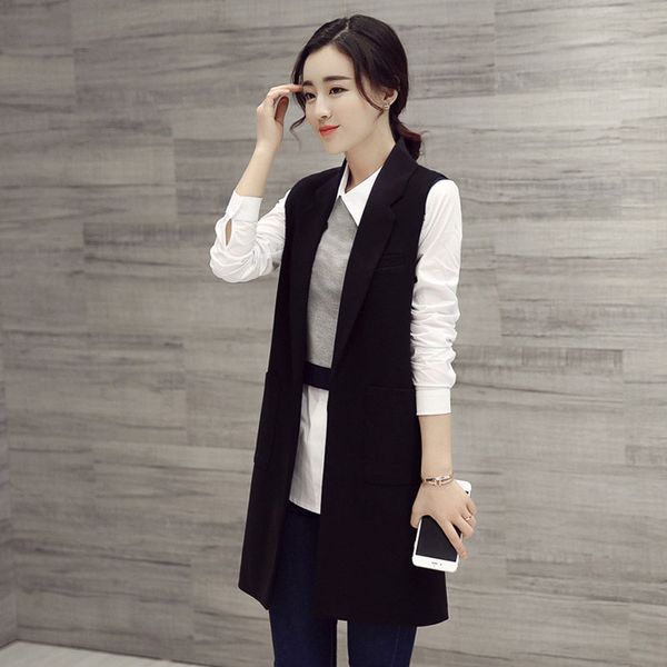 fashion british style slim sleeveless vest women's large size suits vest spring and autumn long section of the jacket, Black;white
fashion british style slim sleeveless vest women's large size suits vest spring and autumn long section of the jacket, Black;white