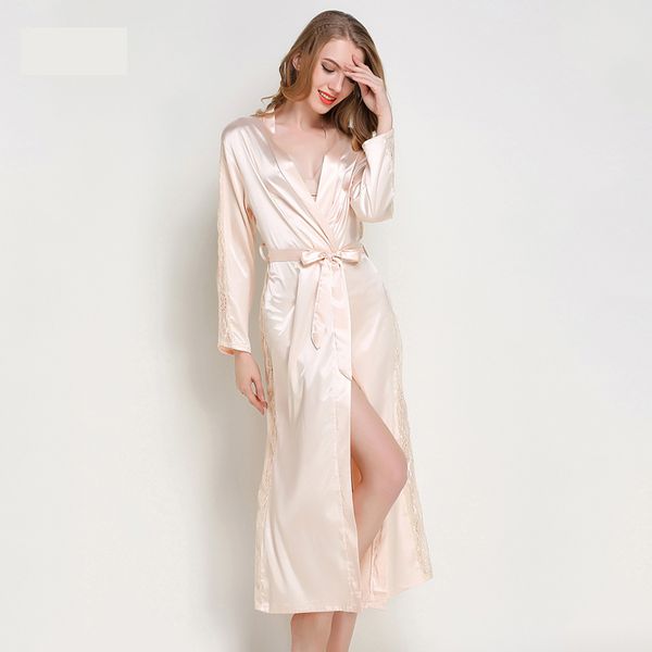 long robe silk satin night robe lace kimono solid bathrobe long sleeve bath fashion dressing gown for women, Black;red
long robe silk satin night robe lace kimono solid bathrobe long sleeve bath fashion dressing gown for women, Black;red