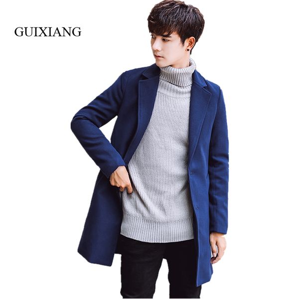 2017 new autumn and winter style men woolen overcoat fashion leisure silm solid single breasted long woolen trench coat m-3xl, Black
2017 new autumn and winter style men woolen overcoat fashion leisure silm solid single breasted long woolen trench coat m-3xl, Black