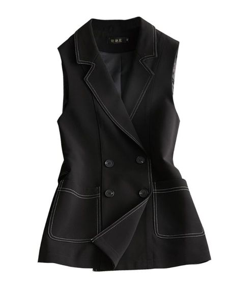 women's vests the high-quality and long sections autumn black vest jacket female fashion large size, Black;white
women's vests the high-quality and long sections autumn black vest jacket female fashion large size, Black;white