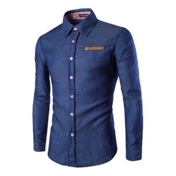 casual men denim jeans shirt lapel long sleeve slim fit cotton blouse, White;black
casual men denim jeans shirt lapel long sleeve slim fit cotton blouse, White;black