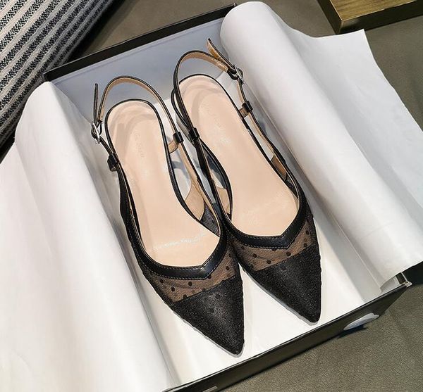 designer women chunky heel sandals net polka dot back strap cut-outs pointed toe shallow mouth lady middle heel summer sandals, Black
designer women chunky heel sandals net polka dot back strap cut-outs pointed toe shallow mouth lady middle heel summer sandals, Black