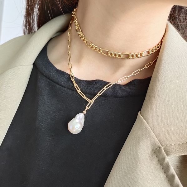 new design handmade 925 sterling silver irregular nature baroque pearl necklace with gold anchor chain women necklaces wholesale
new design handmade 925 sterling silver irregular nature baroque pearl necklace with gold anchor chain women necklaces wholesale
