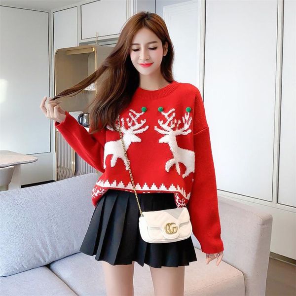 winter long sleeve pullover sweater women red christmas fawn print round neck ladies jumper sweater clothes women 2019 d460, White;black
winter long sleeve pullover sweater women red christmas fawn print round neck ladies jumper sweater clothes women 2019 d460, White;black