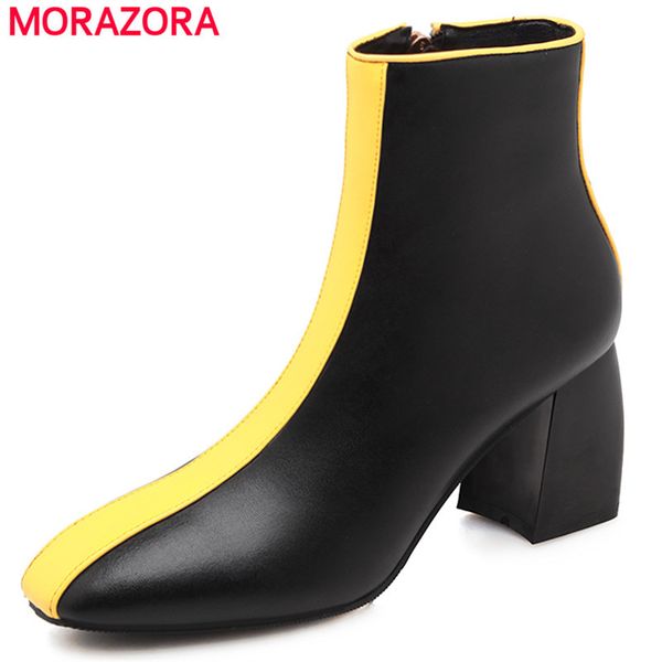 morazora 2020 genuine leather shoes woman thick high heels square toe boots autumn winter ankle boots, Black
morazora 2020 genuine leather shoes woman thick high heels square toe boots autumn winter ankle boots, Black