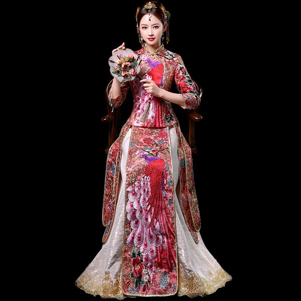 embroidery chinese traditional wedding dress women oriental evening dresses tang suit qipao ethnic clothing chinoise modern cheongsam, Red
embroidery chinese traditional wedding dress women oriental evening dresses tang suit qipao ethnic clothing chinoise modern cheongsam, Red