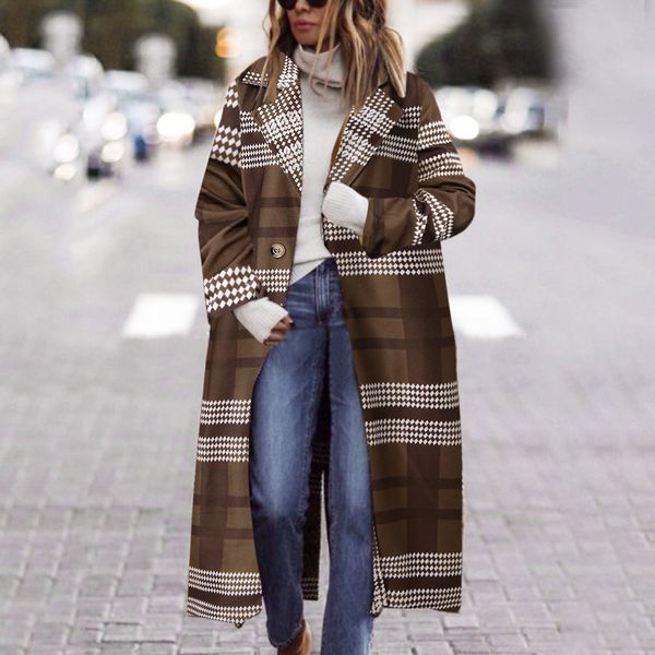 elegant plaid winter warm long woolen coat women long sleeve button coat shawl windbreaker casual outwear, Black
elegant plaid winter warm long woolen coat women long sleeve button coat shawl windbreaker casual outwear, Black