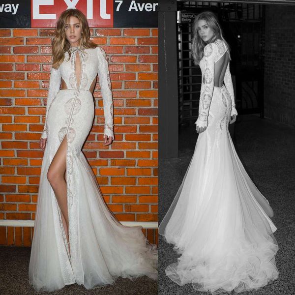 2019 mermaid front split wedding dresses long sleeve lace appliqued keyhole neck beaded beach wedding dress bridal gowns vestidos de nnovia, White
2019 mermaid front split wedding dresses long sleeve lace appliqued keyhole neck beaded beach wedding dress bridal gowns vestidos de nnovia, White