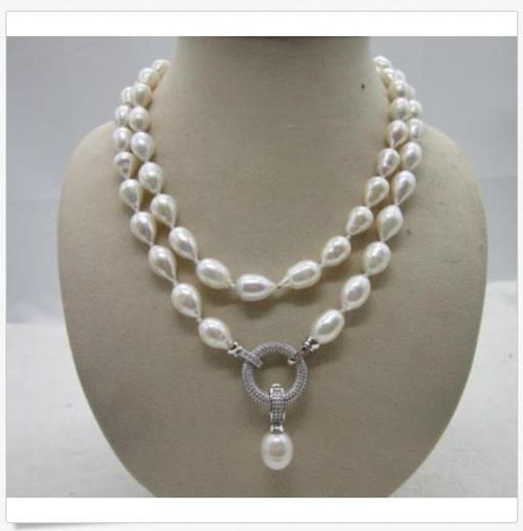 11-13mm natural south sea baroque white pearl necklace 36" beautiful clasp, Silver
11-13mm natural south sea baroque white pearl necklace 36" beautiful clasp, Silver
